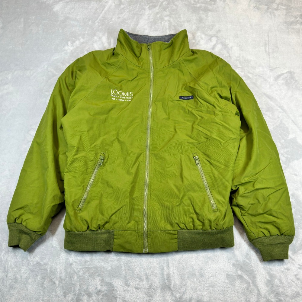 Lands End Jacket Mens M Green Windcheck Loomis Family Vineyards Fleece Lined